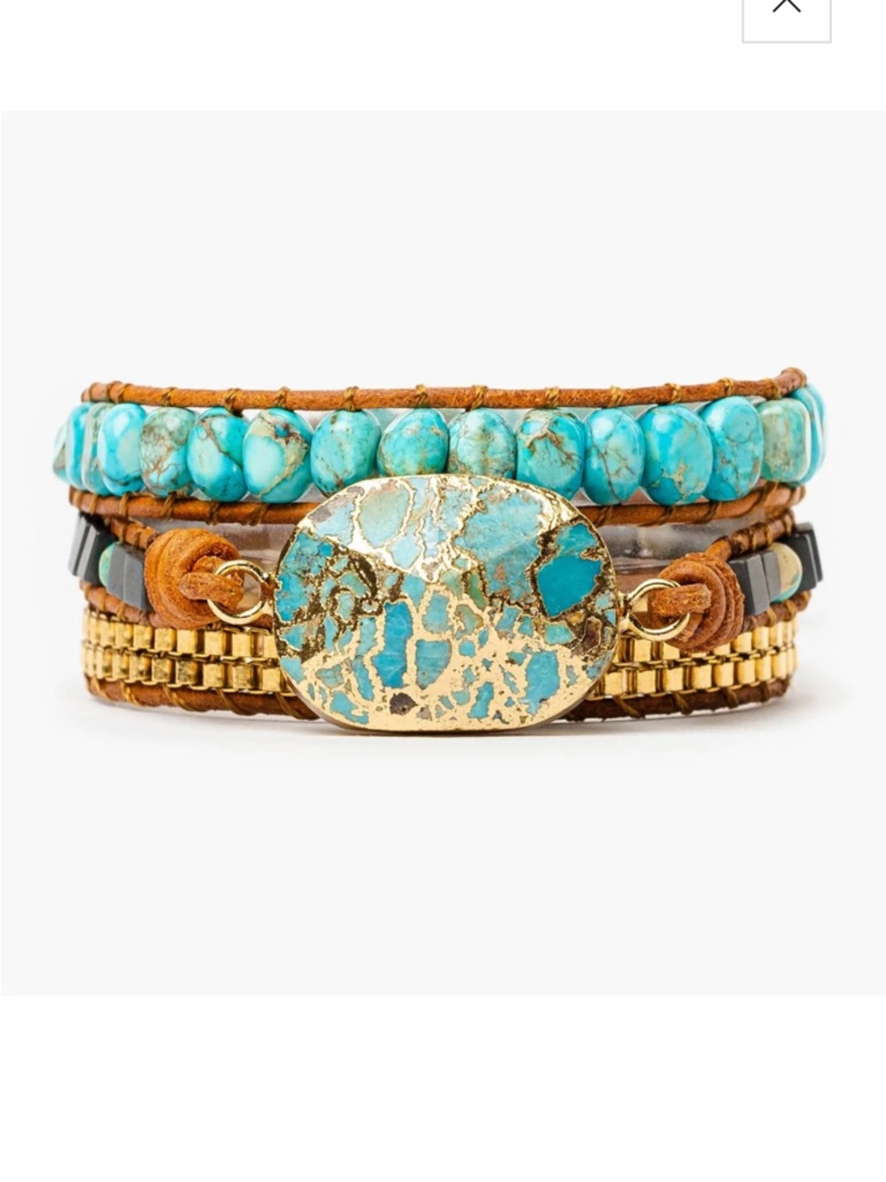 Cape Diablo Turquoise Wrap Bracelet  - Brown Leather